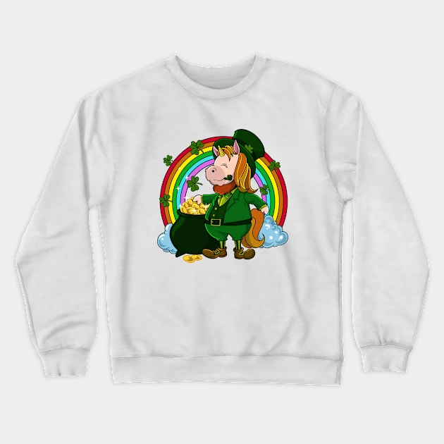 Unicorn Leprechaun - St Patricks Unicorn Crewneck Sweatshirt by Modern Medieval Design